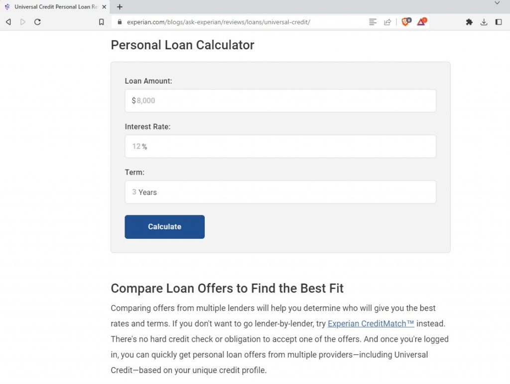 personal loan calculator